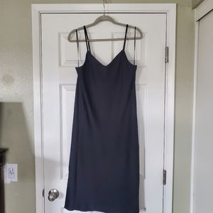 Black satin v neck dress